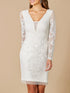 Lara Carla Long Sleeve Beaded Lace Mini Dress by Lara New York