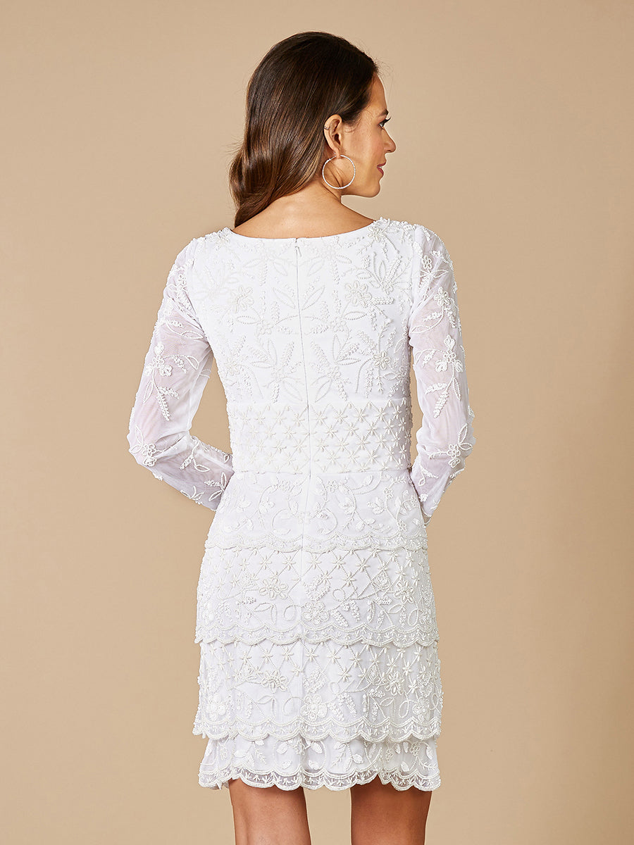 Lara Goldie Beaded V-Neck Mini Dress by Lara New York