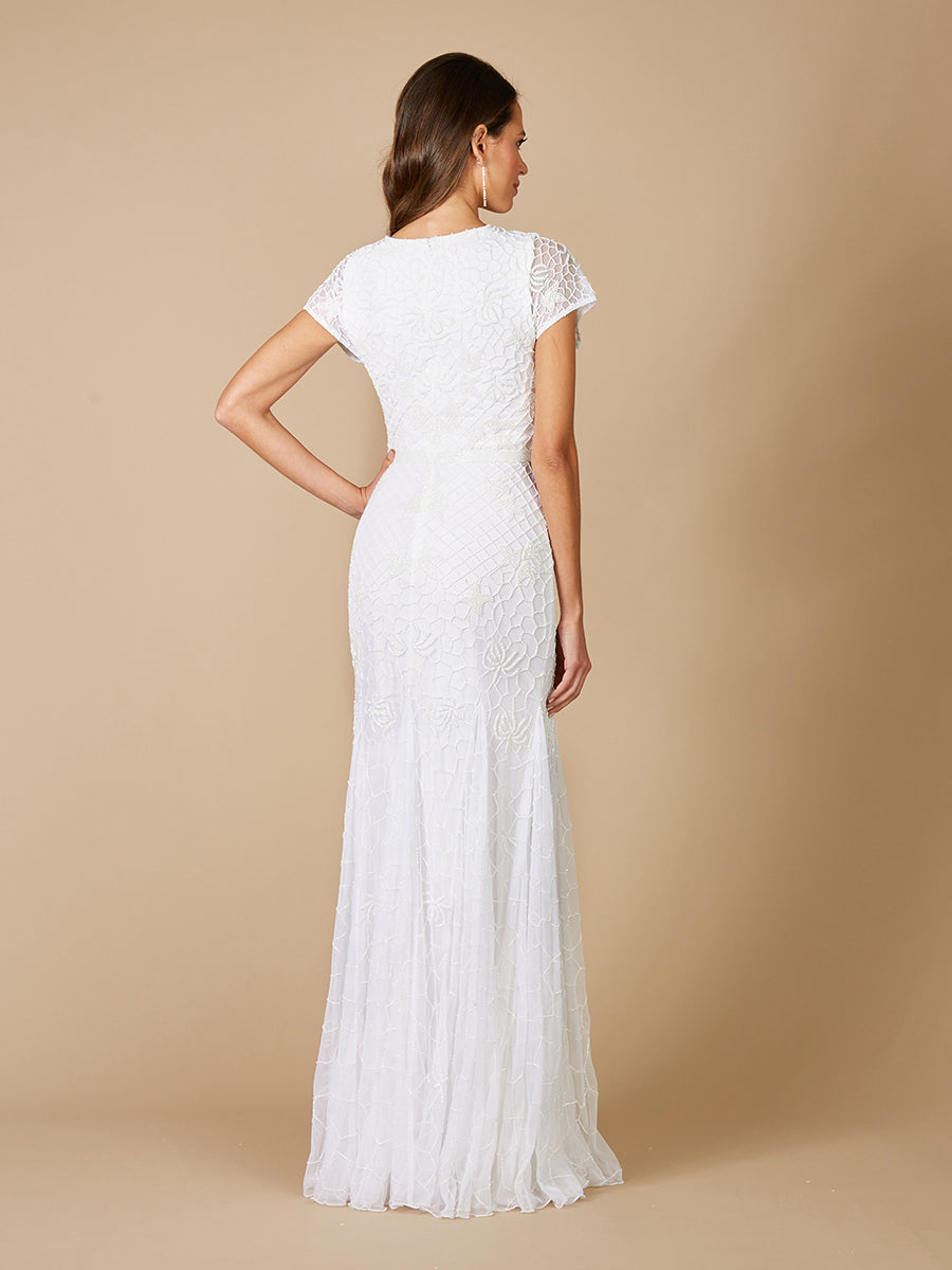 Lara Gale High-Neck Beaded Wedding Dress by Lara New York