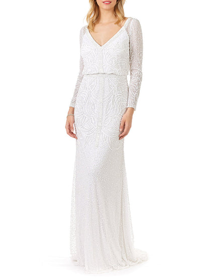 Lara Grant Long Sleeve Beaded Wedding Dress by Lara New York