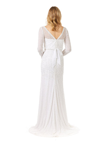 Lara Grant Long Sleeve Beaded Wedding Dress by Lara New York