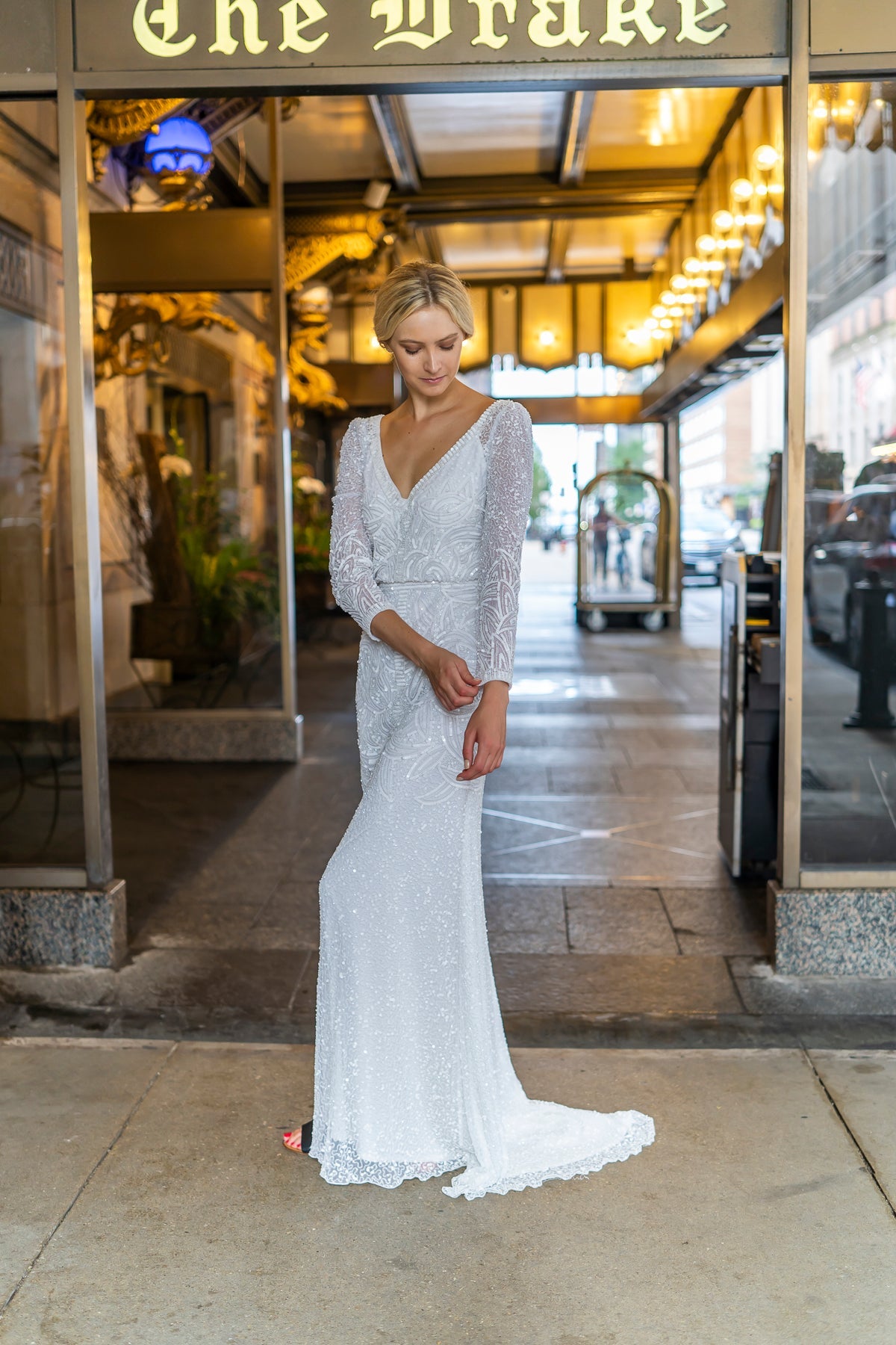 Lara Grant Long Sleeve Beaded Wedding Dress by Lara New York