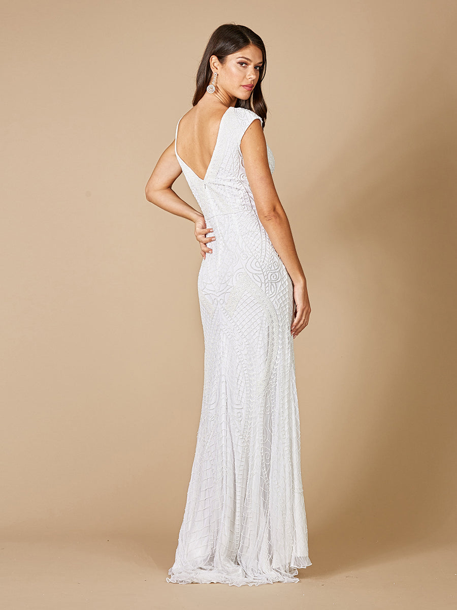 Lara Gwen Beaded Short Sleeve Wedding Dress by Lara New York