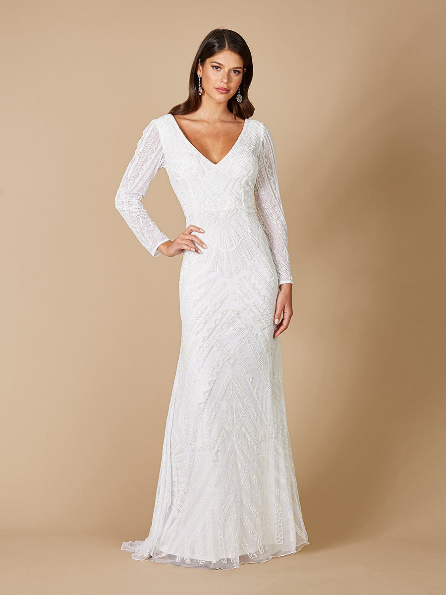 Lara Gretchen V-Neck Long Sleeve Wedding Dress by Lara New York