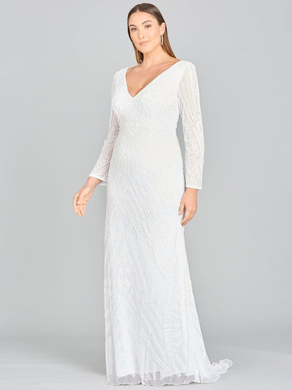 Lara Gretchen V-Neck Long Sleeve Wedding Dress by Lara New York