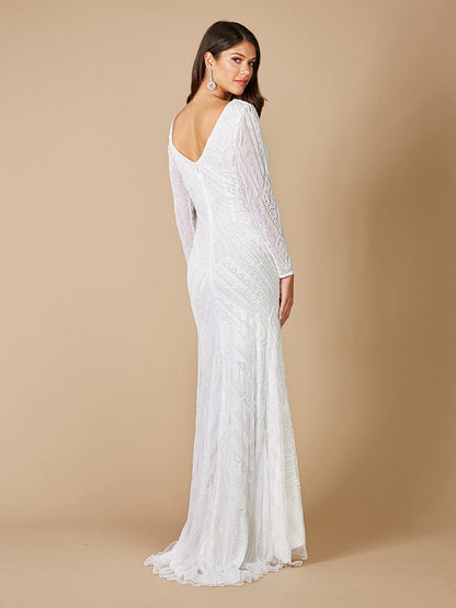 Lara Gretchen V-Neck Long Sleeve Wedding Dress by Lara New York