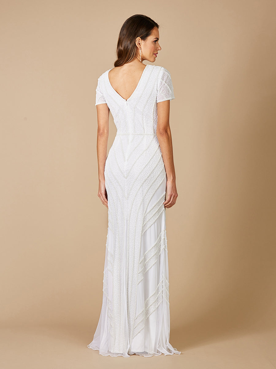 Lara Gabriella Beaded Plunge Wedding Dress by Lara New York