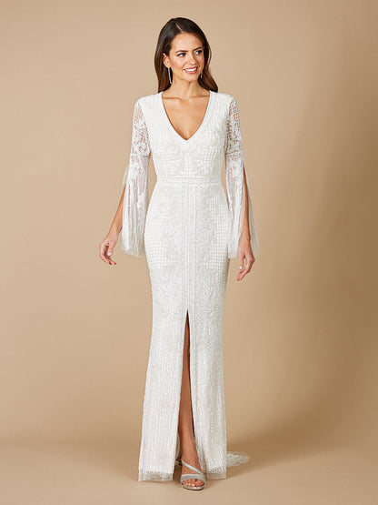 Lara Fallon Long Sleeve Beaded Wedding Gown by Lara New York