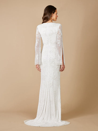 Lara Fallon Long Sleeve Beaded Wedding Gown by Lara New York