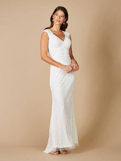 Lara Fabiana Cap Sleeve Beaded Wedding Gown by Lara New York
