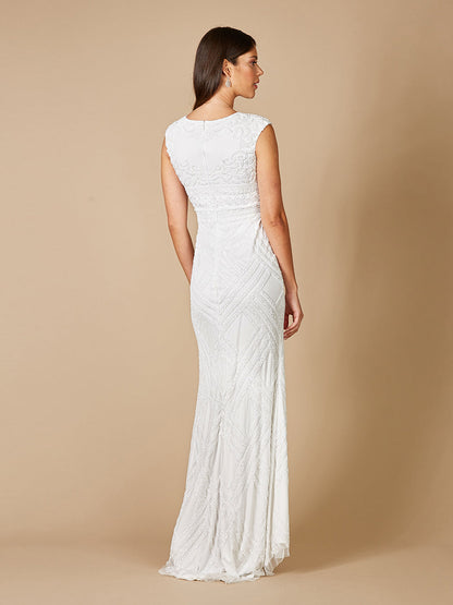 Lara Fabiana Cap Sleeve Beaded Wedding Gown by Lara New York