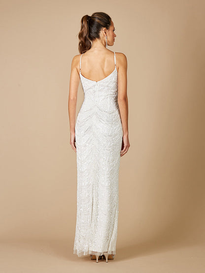 Lara Frenchie Spaghetti Strap Beaded Bridal Maxi Dress by Lara New York