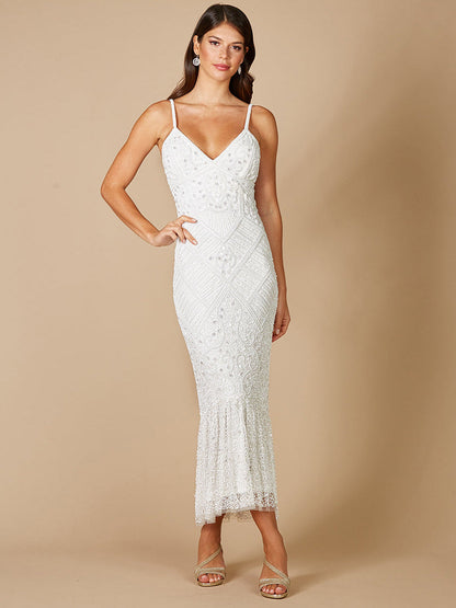 Lara Fae V-Neck Spaghetti Strap Wedding Gown by Lara New York