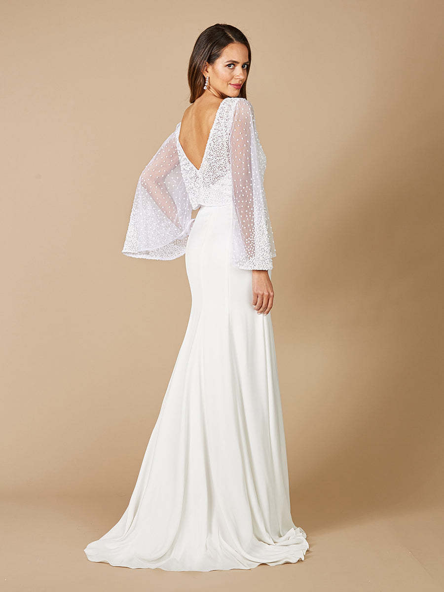 Lara Grace Beaded Long Sleeve Bridal Capelet Top by Lara New York