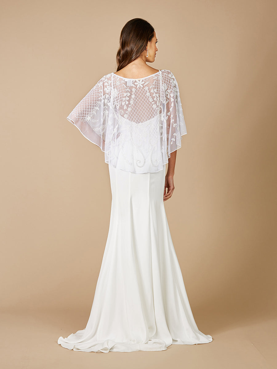 Georgina Beaded Pull-On Bridal Capelet by Lara New York