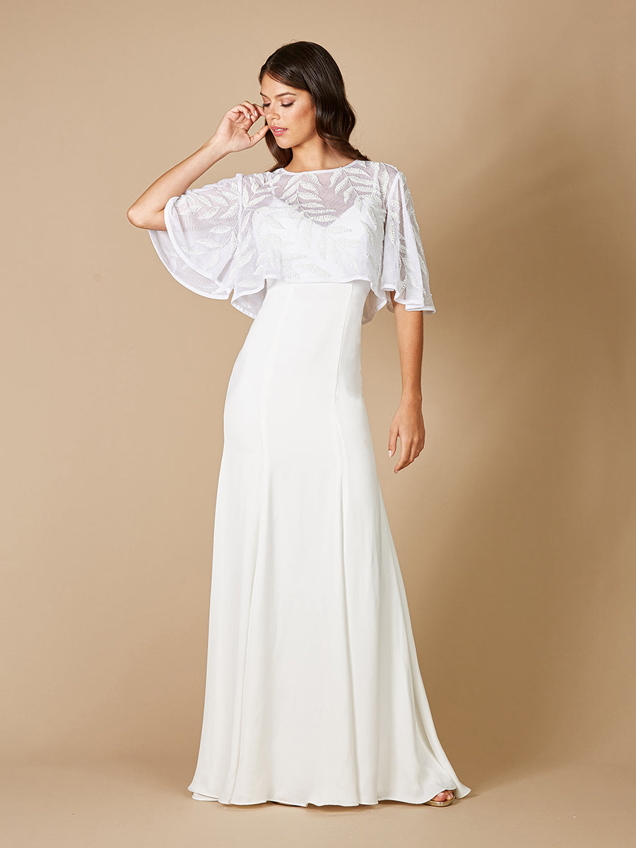 Gilly Boho Beaded Pull-On Bridal Capelet by Lara New York