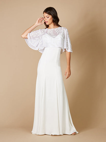 Gilly Boho Beaded Pull-On Bridal Capelet by Lara New York