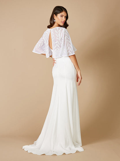 Gilly Boho Beaded Pull-On Bridal Capelet by Lara New York