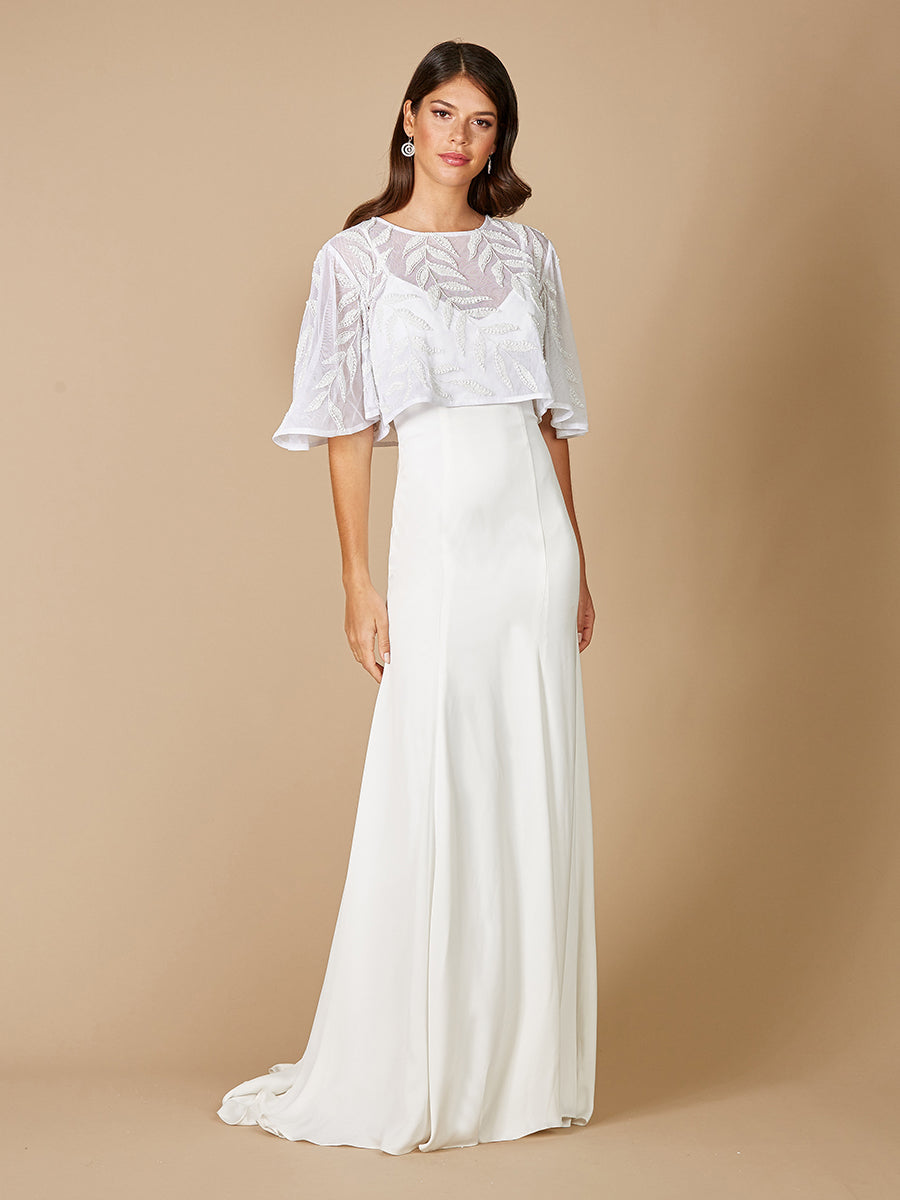 Gilly Boho Beaded Pull-On Bridal Capelet by Lara New York