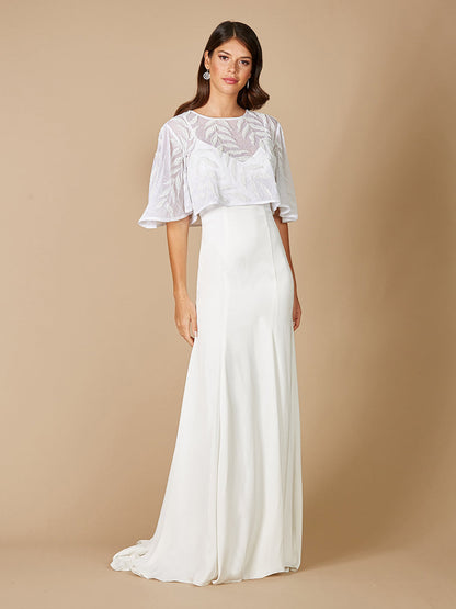 Gilly Boho Beaded Pull-On Bridal Capelet by Lara New York