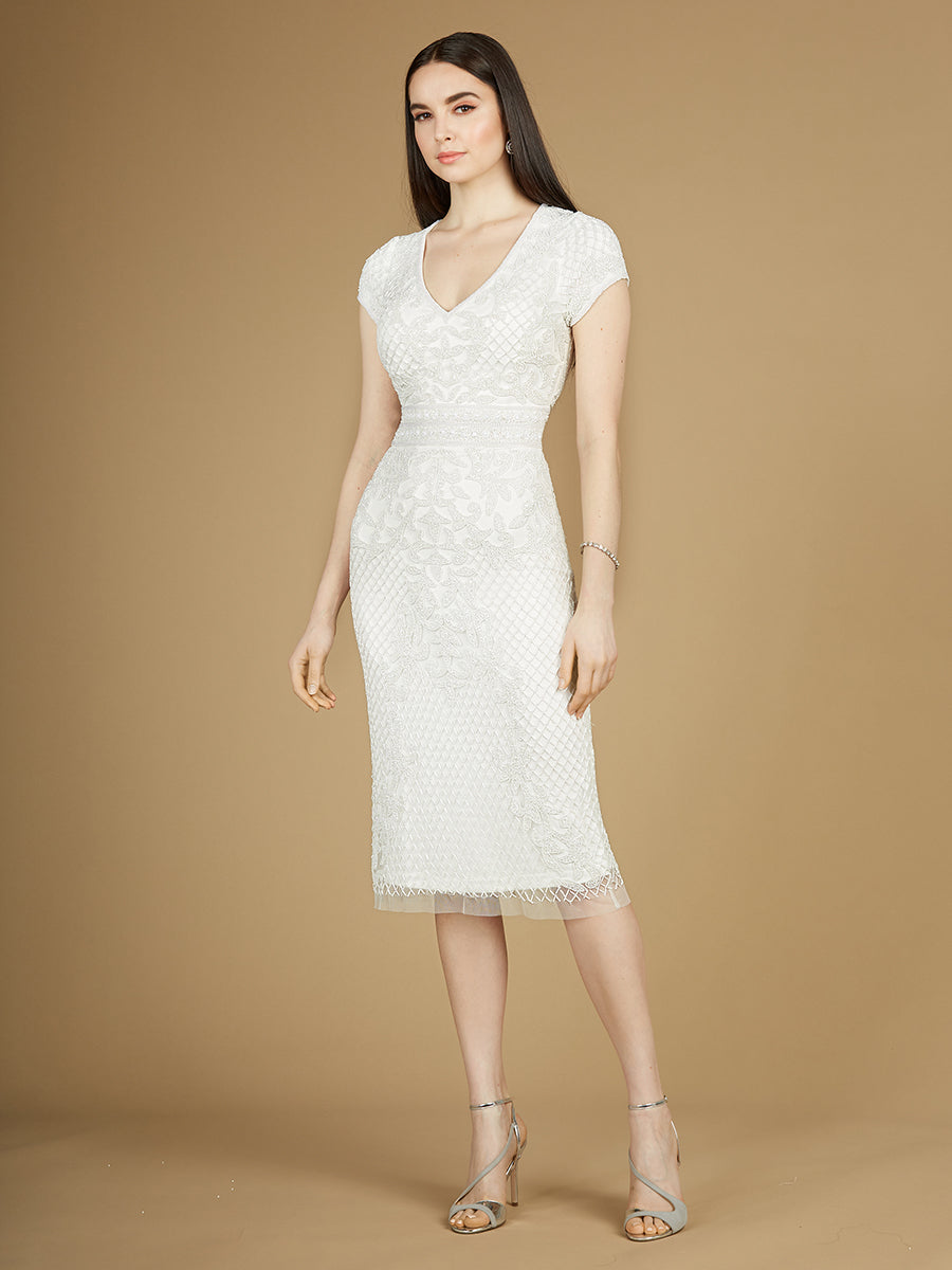Cap Sleeve Midi Bridal Gown by Lara New York