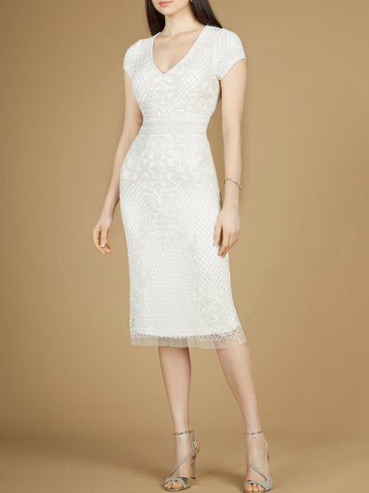 Cap Sleeve Midi Bridal Gown by Lara New York