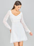 V-Neck, Long Sleeve Bridal Cocktail Dress by Lara New York