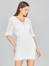 V-Neck Beaded Bridal Short with Sleeves by Lara New York