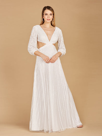 Long Sleeve Cut Out Wedding Dress by Lara New York