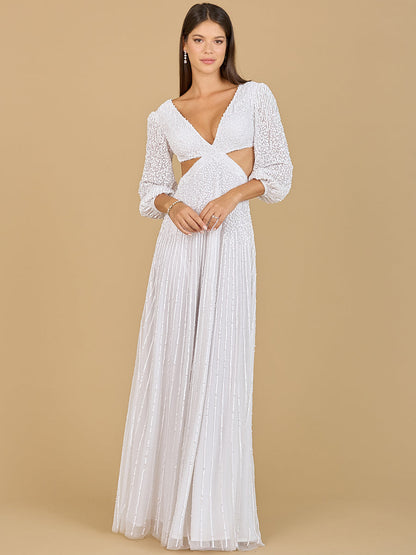 Long Sleeve Cut Out Wedding Dress by Lara New York