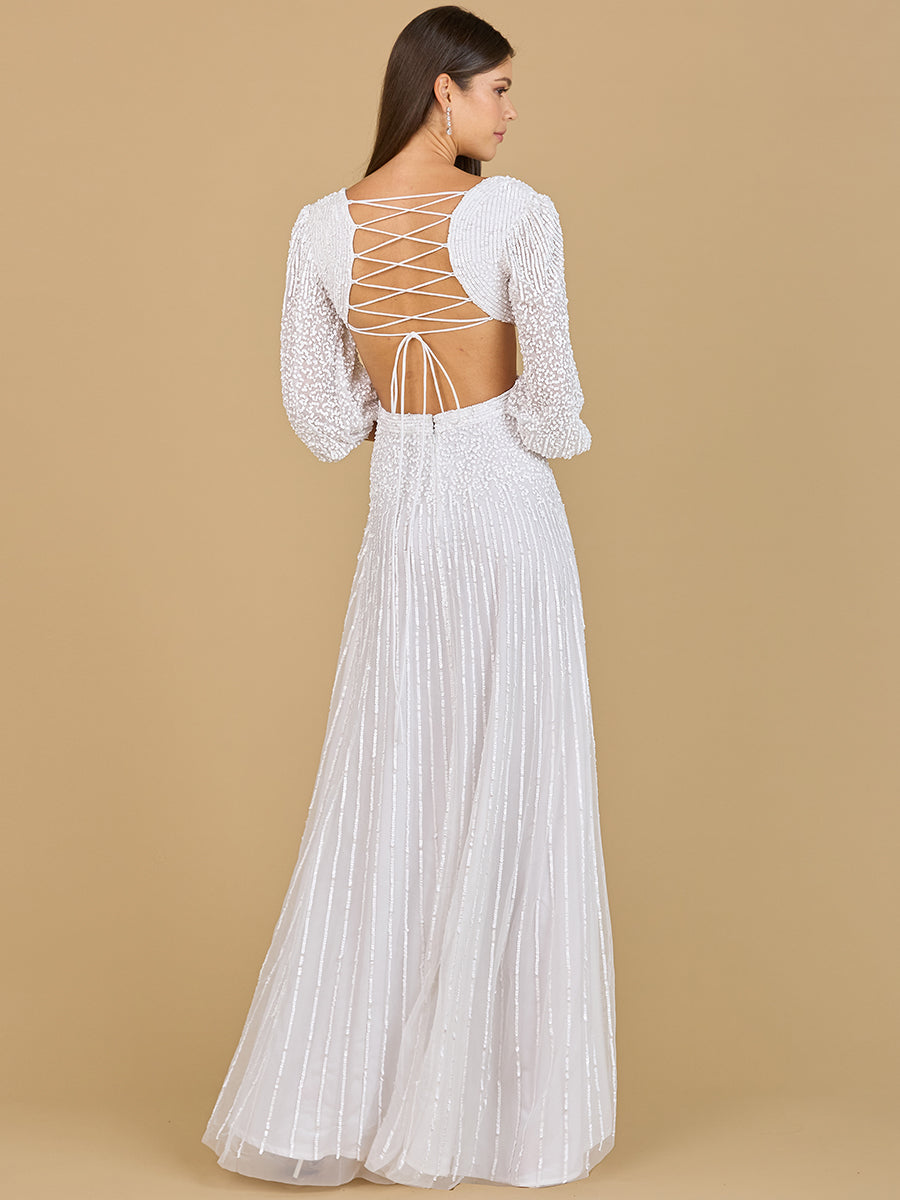 Long Sleeve Cut Out Wedding Dress by Lara New York