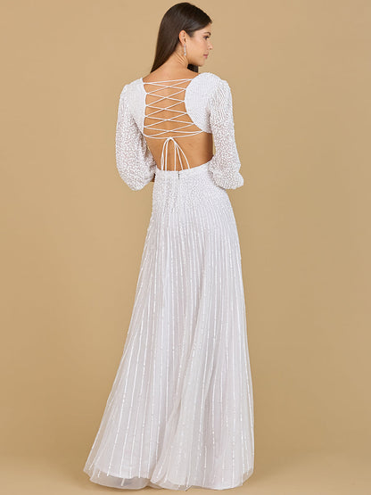 Long Sleeve Cut Out Wedding Dress by Lara New York