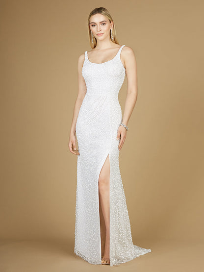 Bridal Beaded Gown with Slit by Lara New York
