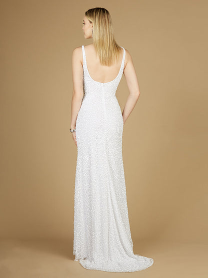 Bridal Beaded Gown with Slit by Lara New York