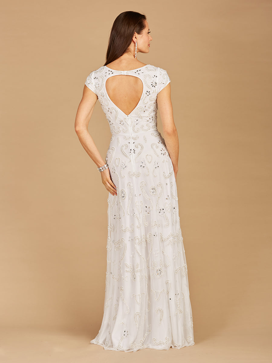 Cap Sleeve Beaded Bridal Gown by Lara New York