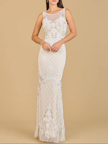 High-Neck Sleeveless Wedding Gown by Lara New York