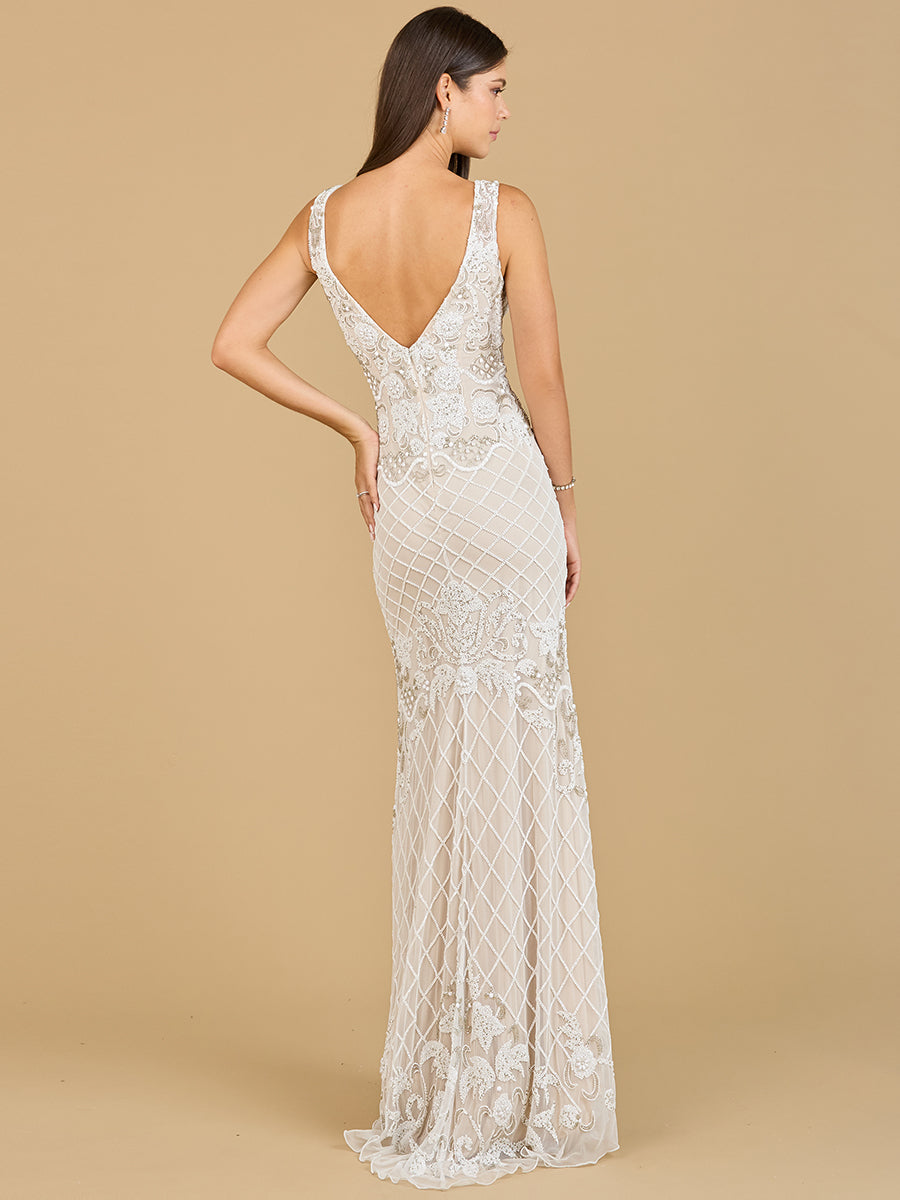High-Neck Sleeveless Wedding Gown by Lara New York