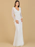 Long Sleeve Fringe Bridal Gown by Lara New York