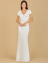 Beaded V-Neckline Dress with Cap Sleeves by Lara New York
