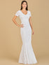 Cap Sleeve Beaded Wedding Gown by Lara New York