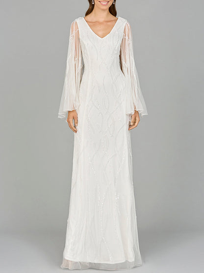 Cape Sleeve Beaded Bridal Gown by Lara New York