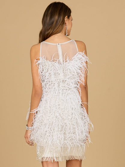 Bridal Cocktail Dress with Feathers by Lara New York