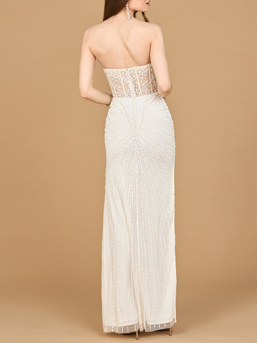 Lara 51189 - Embellished Strapless Gown with Slit by Lara New York