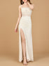 Elegant Corset Gown with Slit by Lara New York