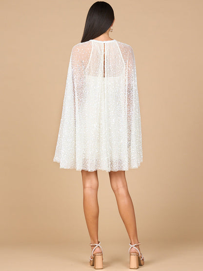 Beaded Bridal Cape Dress by Lara New York