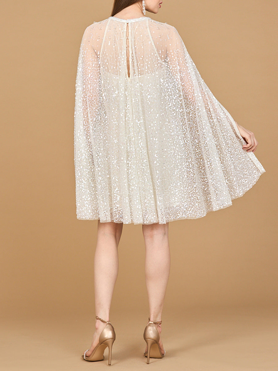 Beaded Bridal Cape Dress by Lara New York