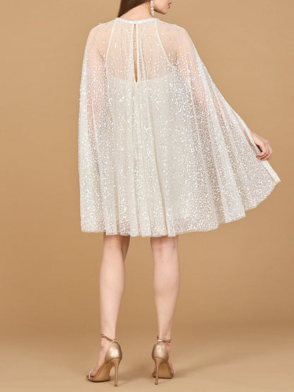 Beaded Bridal Cape Dress by Lara New York
