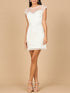 Beaded Bridal Short Dress with Cap Sleeves by Lara New York