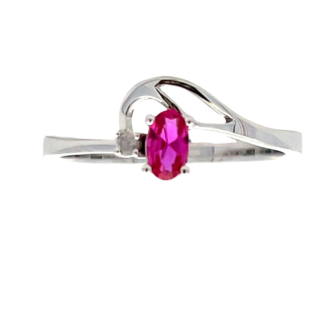 Genuine .02ct Created Ruby Diamond Ring 10KT White Gold by Bids.com