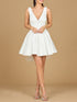V Neck, A-Line Bridal Short Dress with Veil by Lara New York
